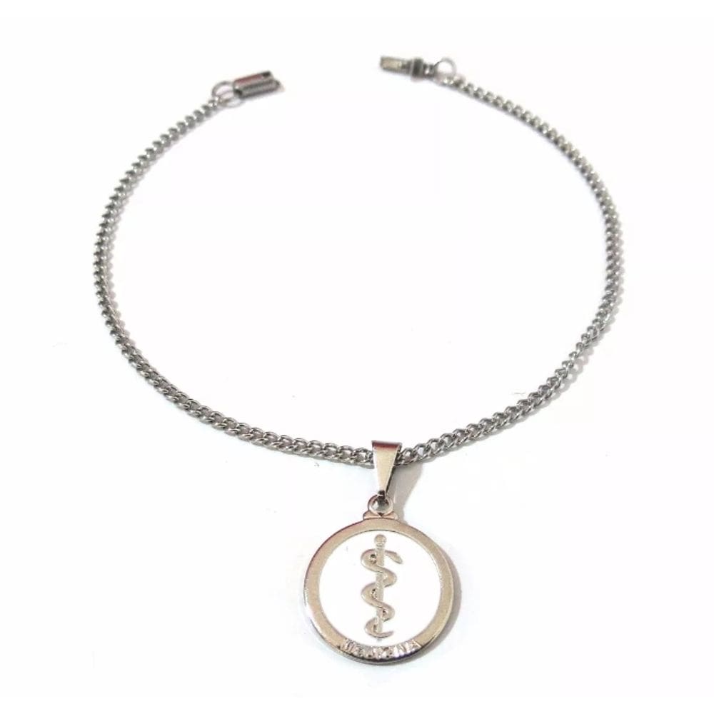 Pulseira Aço Inox Medicina Enfermagem Detalhe Branco