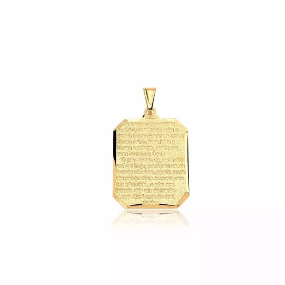 Pingente Medalha Oração Pai Nosso Folheado Ouro 18k