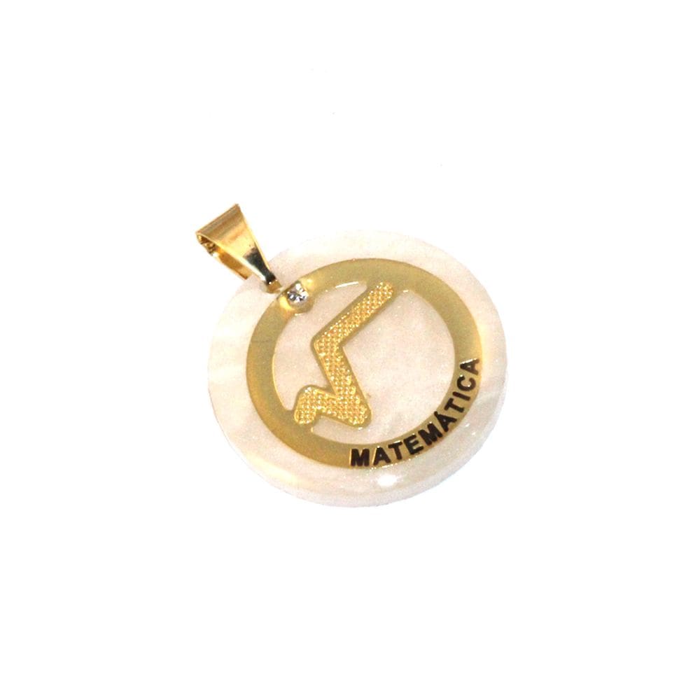 Pingente Acrílico Matemática Professor Folheado Ouro 18k