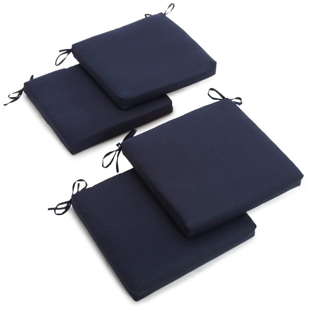 Almofada de cadeira Blazing Needles Twill Indoor em azul marinho, pacote com 4