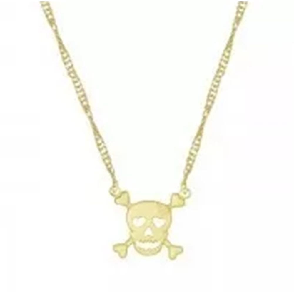 Colar Cordão Gargantilha Caveira Osso Folheado 18k