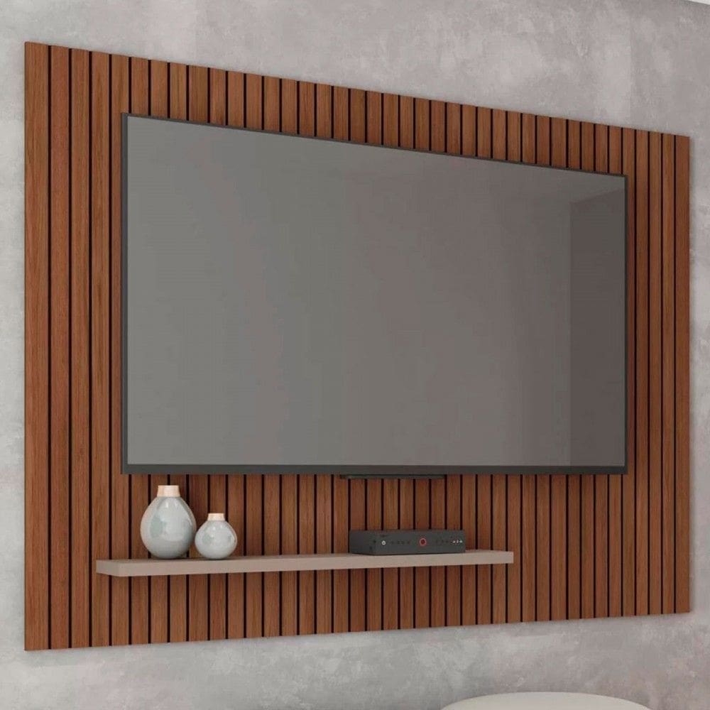 Painel para TV Até 70 Polegadas com Ripado 3d Puerto Marrom Claro/Havana - Pnr Móveis