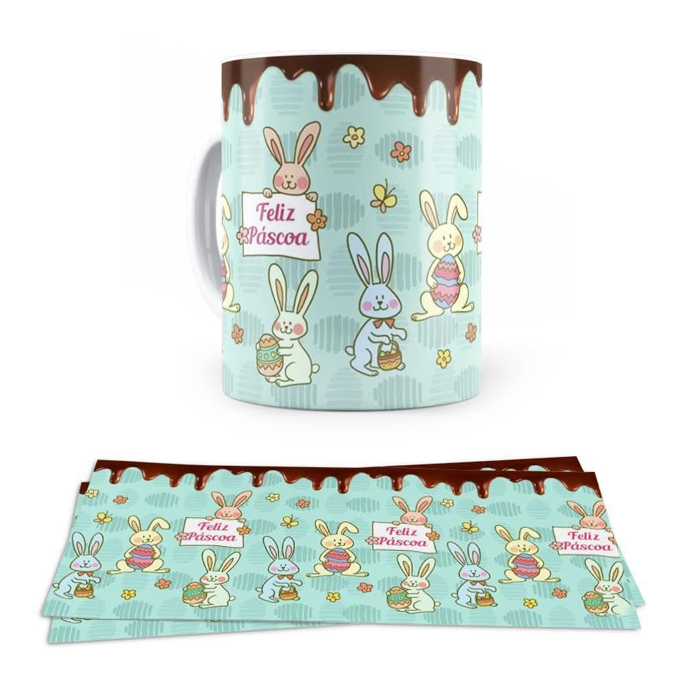 Caneca Ceramica Feliz Pascoa Chocolate
