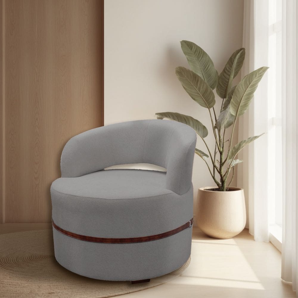 Poltrona para Sala Decorativa Luxo Luana Linho Cinza