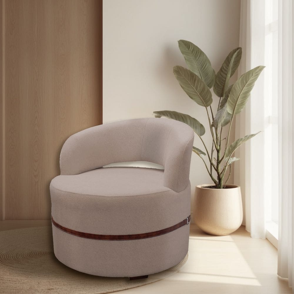 Poltrona para Sala de Estar Decorativa Luxo Luana Linho Bege