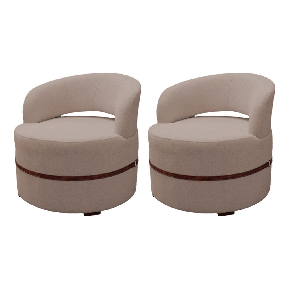 Kit 2 Poltronas para Sala de Estar Decorativa Luxo Luana Linho Bege