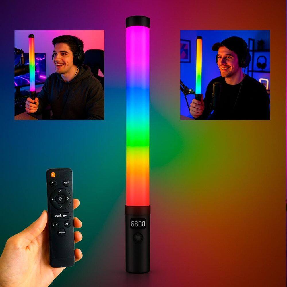 Bastão Led Rgb Portátil Para Vídeo Com Cor Intensa