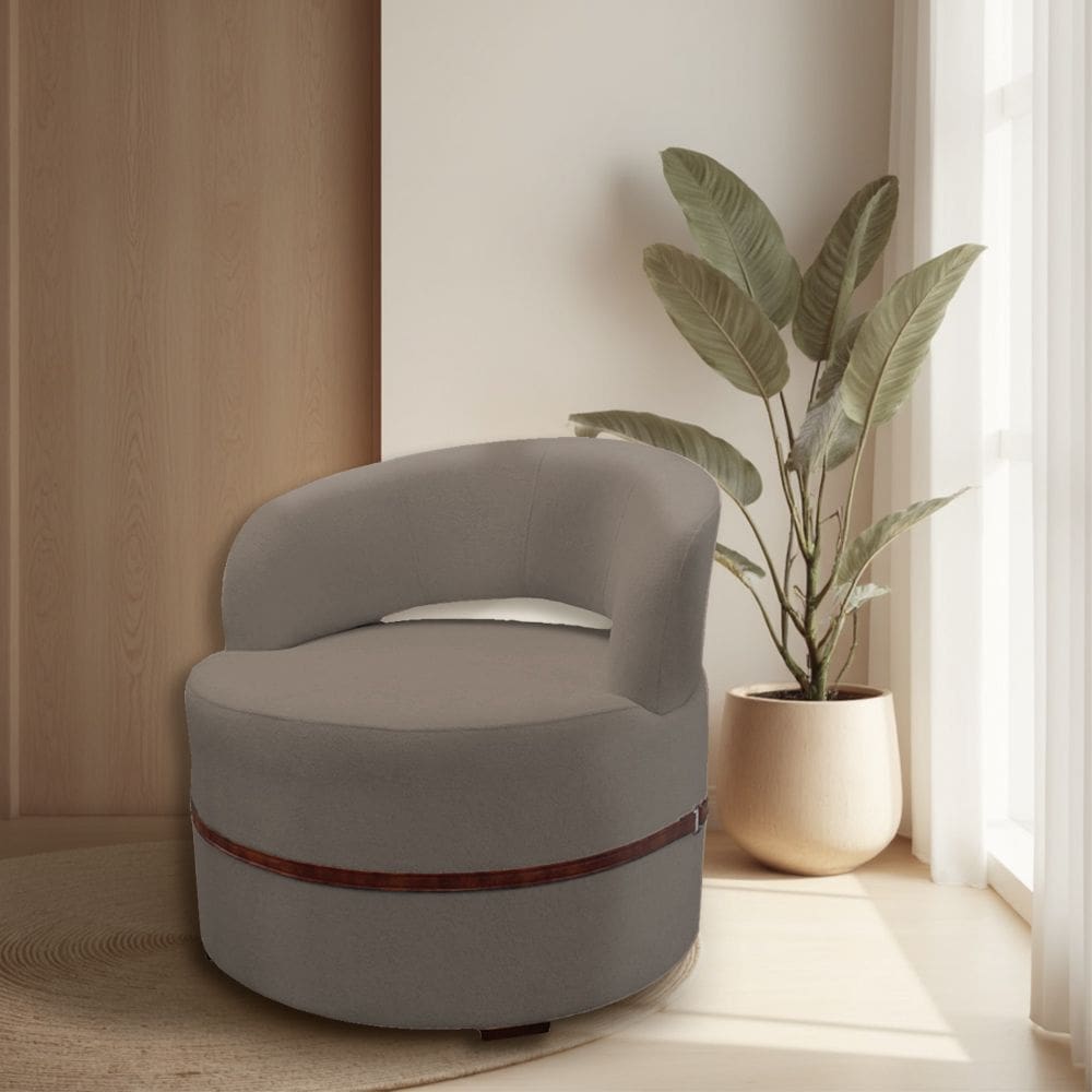 Poltrona Decorativa Luana Estofada para Sala Linho Marrom