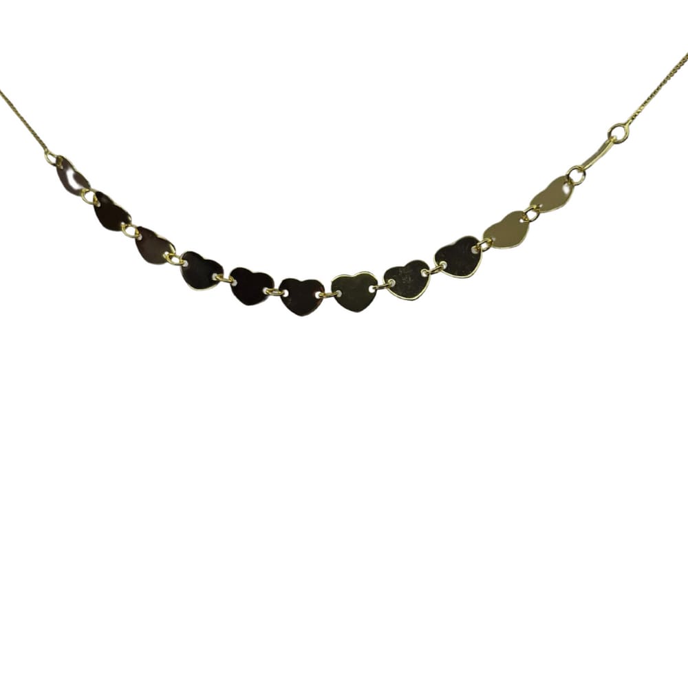 Gargantilha Choker Folheada a Ouro com Medalhas de Coração