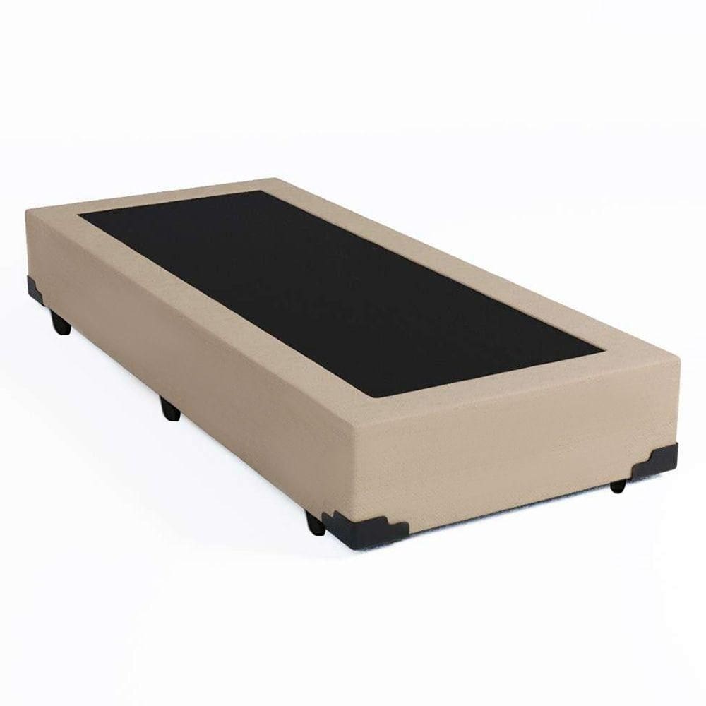 Cama Box Blindado Solteirão King Design Sintético Bege 96x203x40