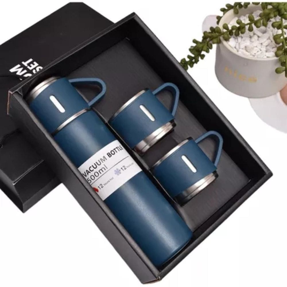 Kit Garrafa Térmica Com Xícaras Kit Inox Para Camping