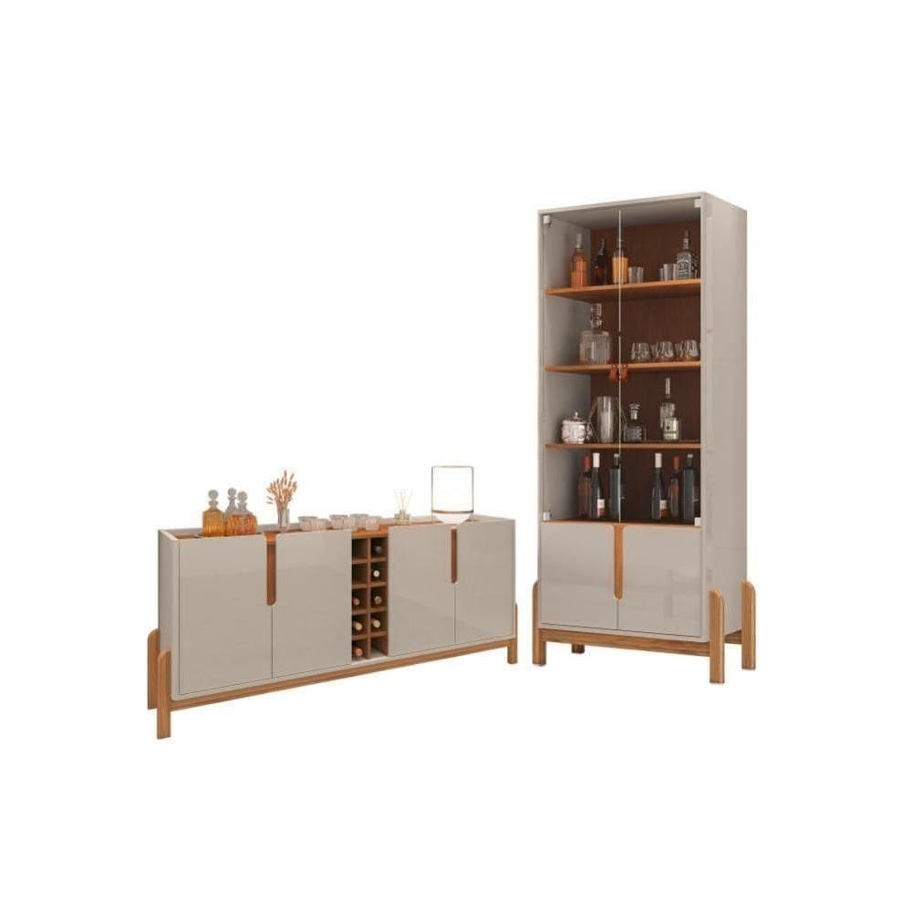 Jogo Cristaleira E Buffet Bia Off White Cedro