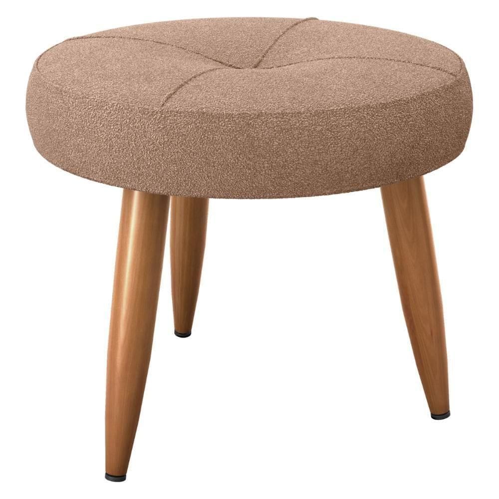 Puff Redondo Para Sala Davi Boucle Marrom