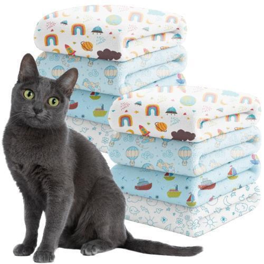 Kit 2 Mantinha Cobertor Pet Gato Azul Algodão 70X90 Macho