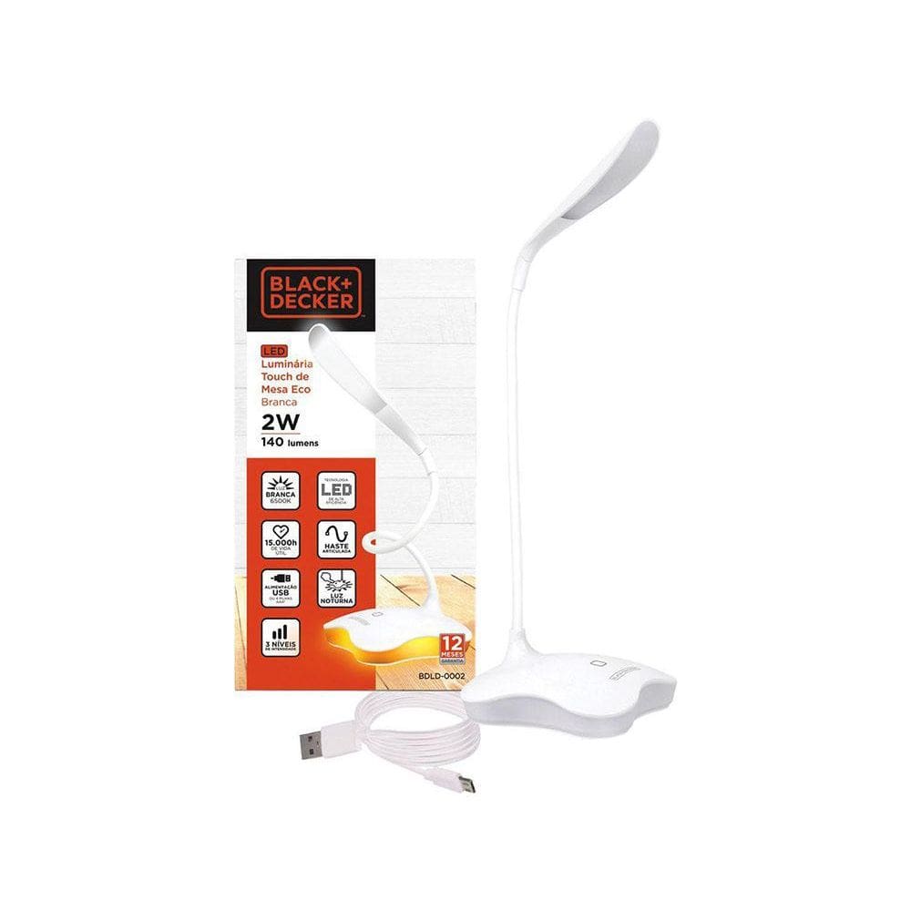 Luminária Led 2W Touch De Mesa Eco Branca - Black And Decker