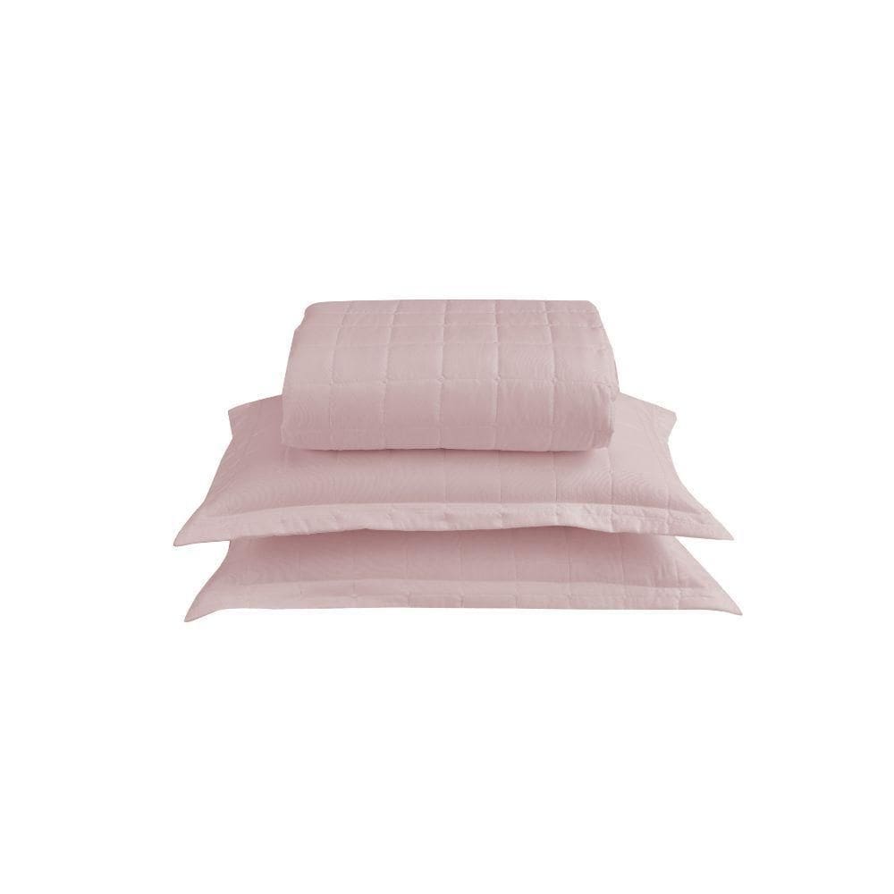Kit Cobre Leito Matelado Dupla Face Soft 3 Peças King 100% Poliéster - com produção na cor Rosê