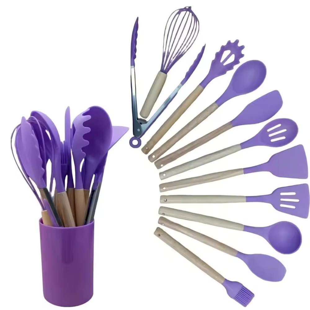 Kit 12 Utensílios Pequeno Cozinha Moderno roxo