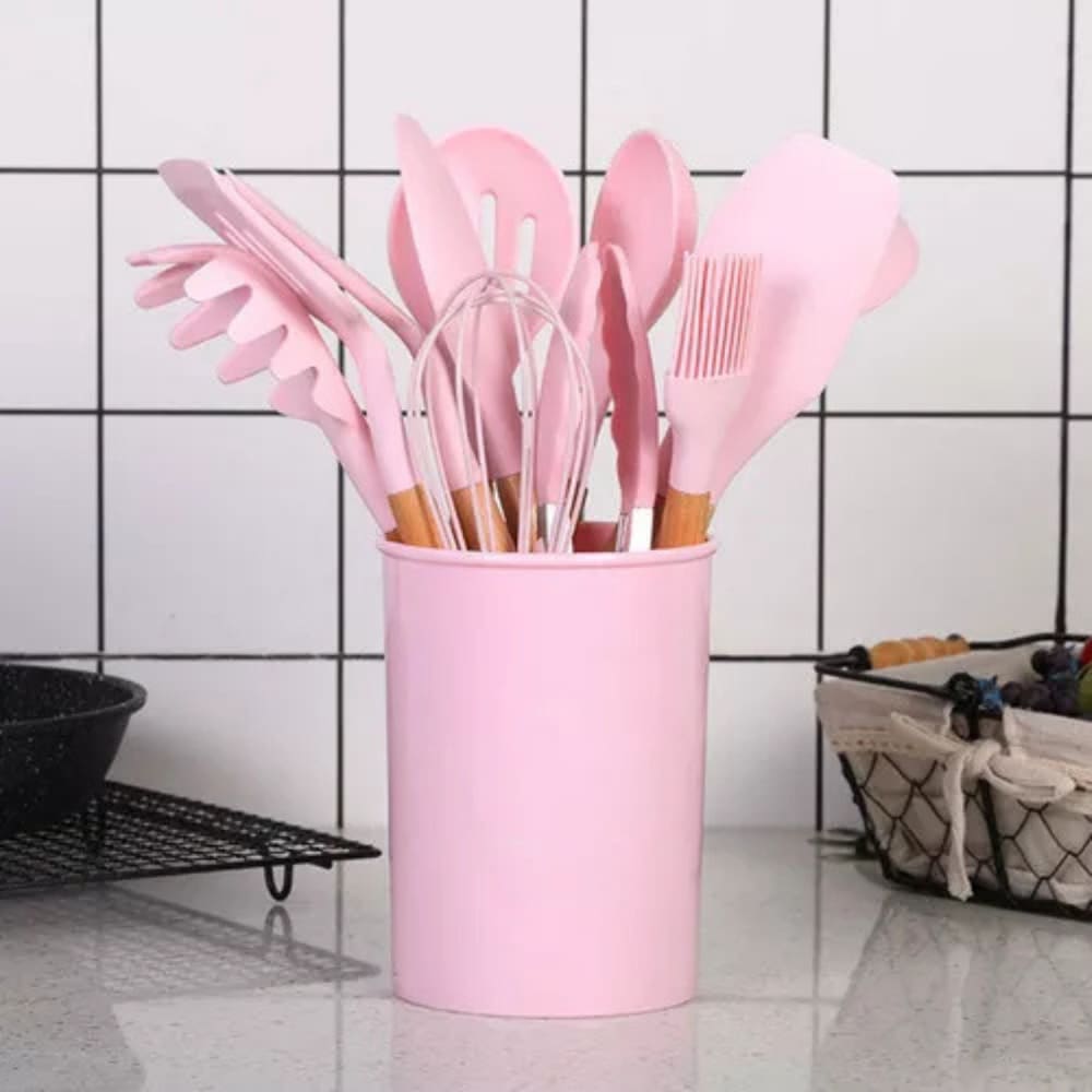 Kit 12 Utensílios Pequeno Cozinha Moderno rosa