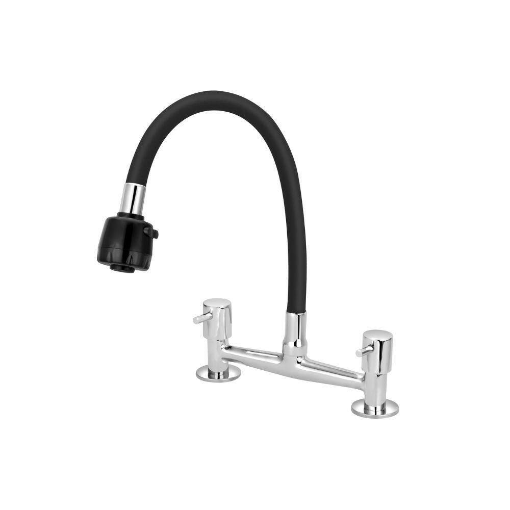 Torneira Misturador Flexível Black Duplo Jato Cozinha Mesa.