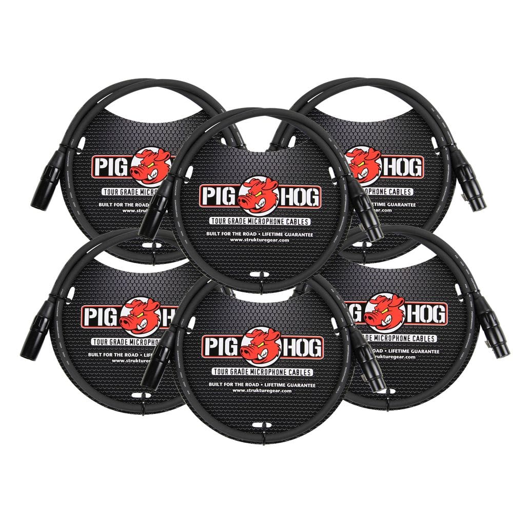 Cabo de microfone Pig Hog XLR 8mm macho para fêmea 1m