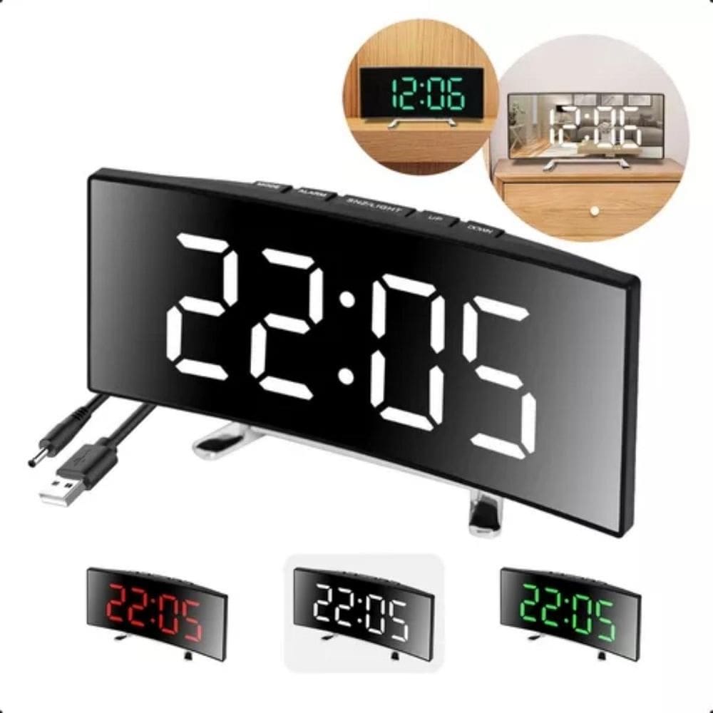 Relógio Digital Mesa Display Led Verde E Função Soneca