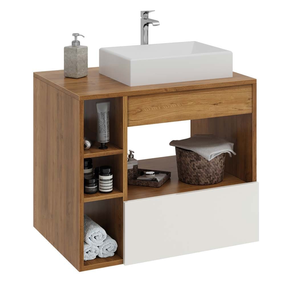 Armário Gabinete para Banheiro Cuba Paris Canela Off White