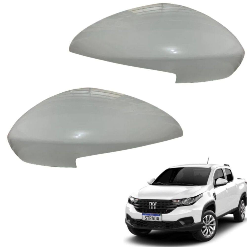 Par Capa Retrovisor Strada 2021 Até 2024 Com Furo Branco