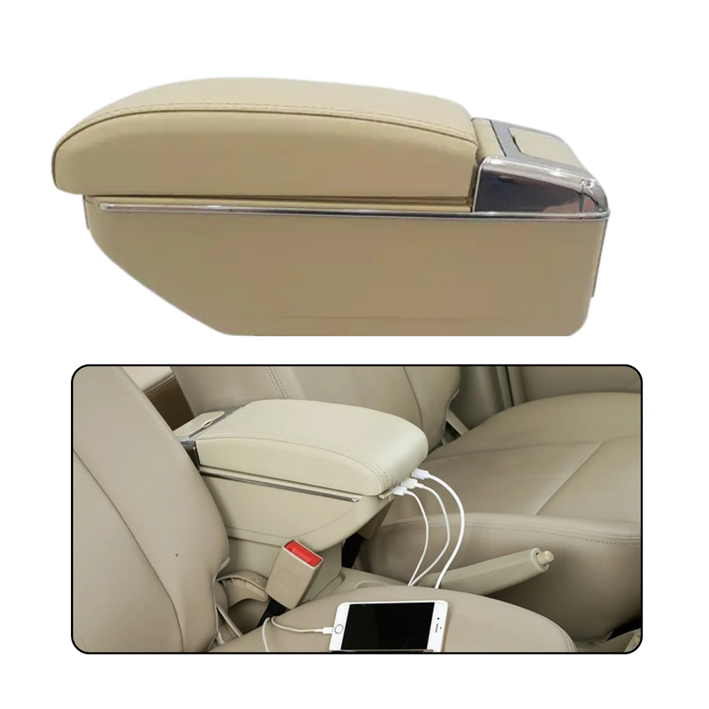 Console Central Apoio Universal Veicular Entrada Usb Cor Bege