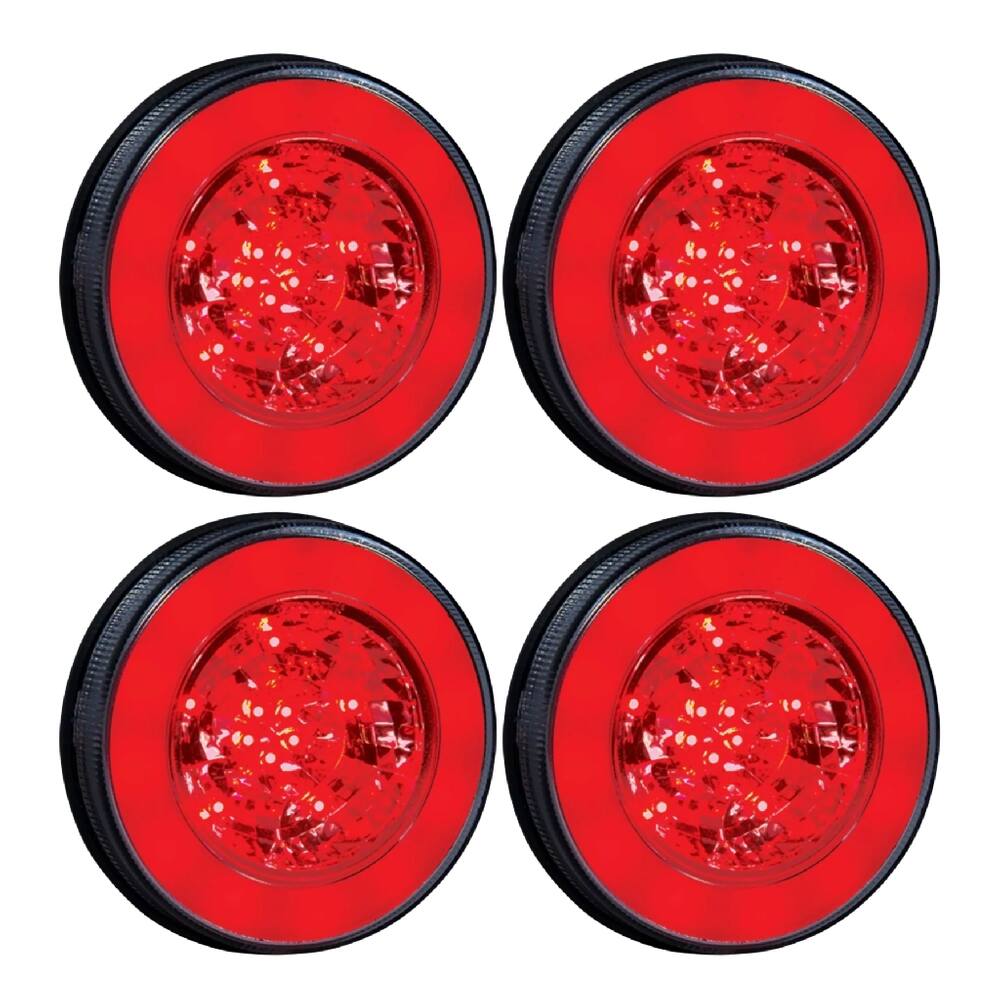 4 Lanterna Traseira Vermelho Halo Light Led 24v Freio