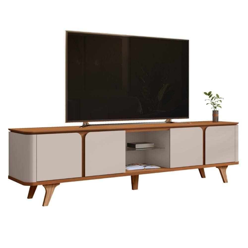 Rack Curvado Para Tvs De 60 Polegadas Welch Cedro Off White