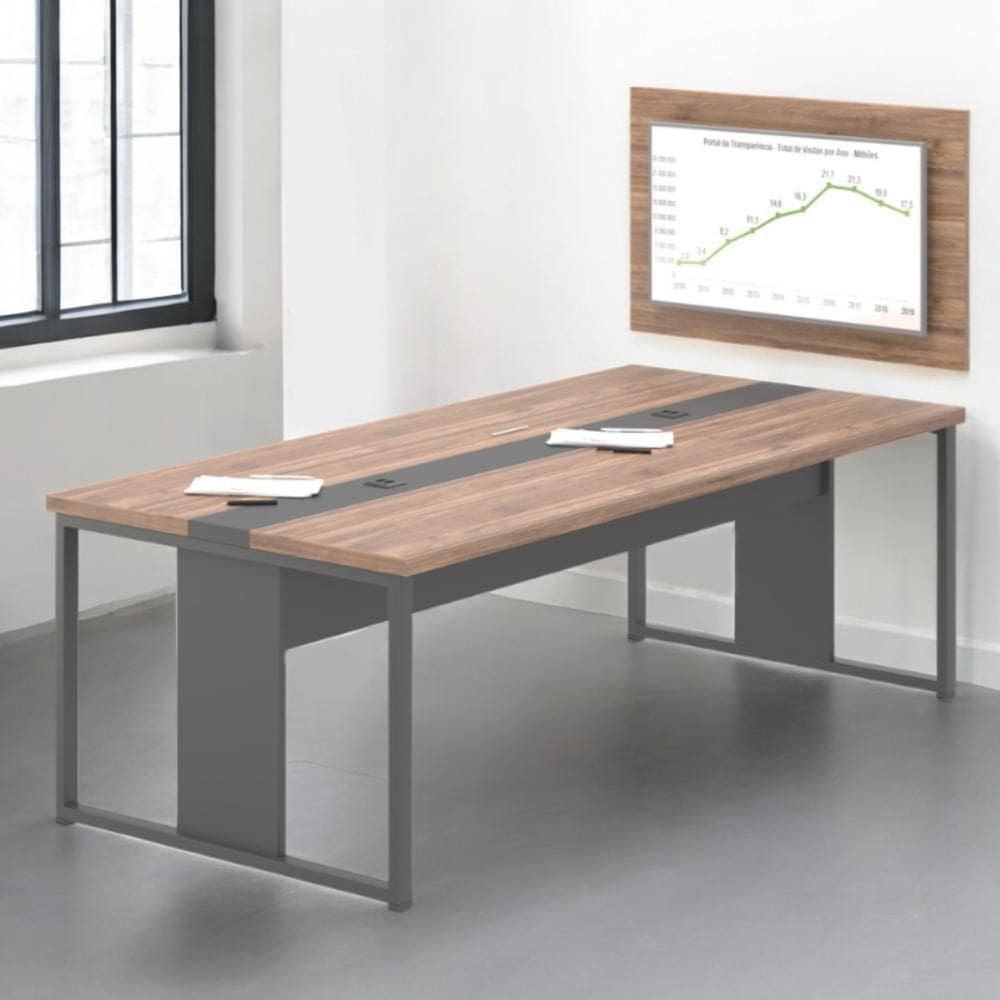 Mesa Para Escritório Com Painel 40 Lisboa Noce Preto