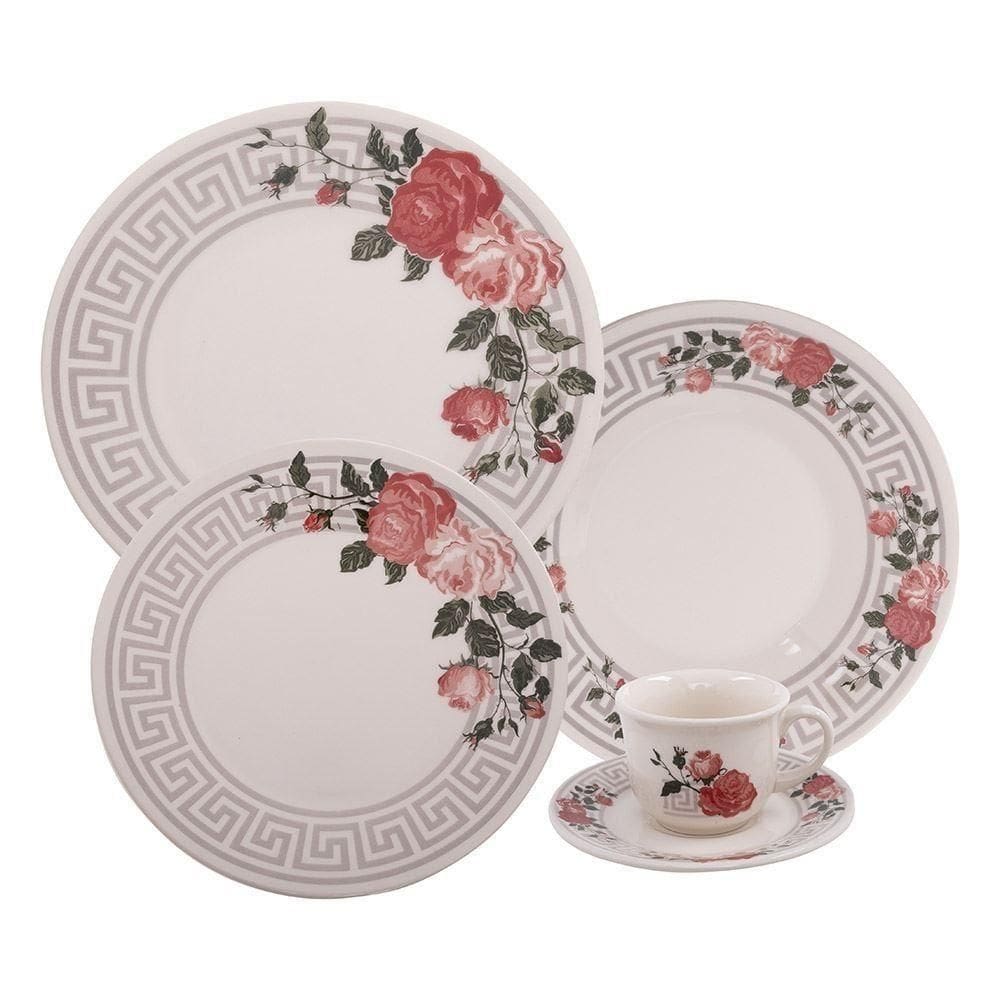 Jogo De Jantar Em Ceramica 20 Pcs Linha Luxo Elegance Flowers