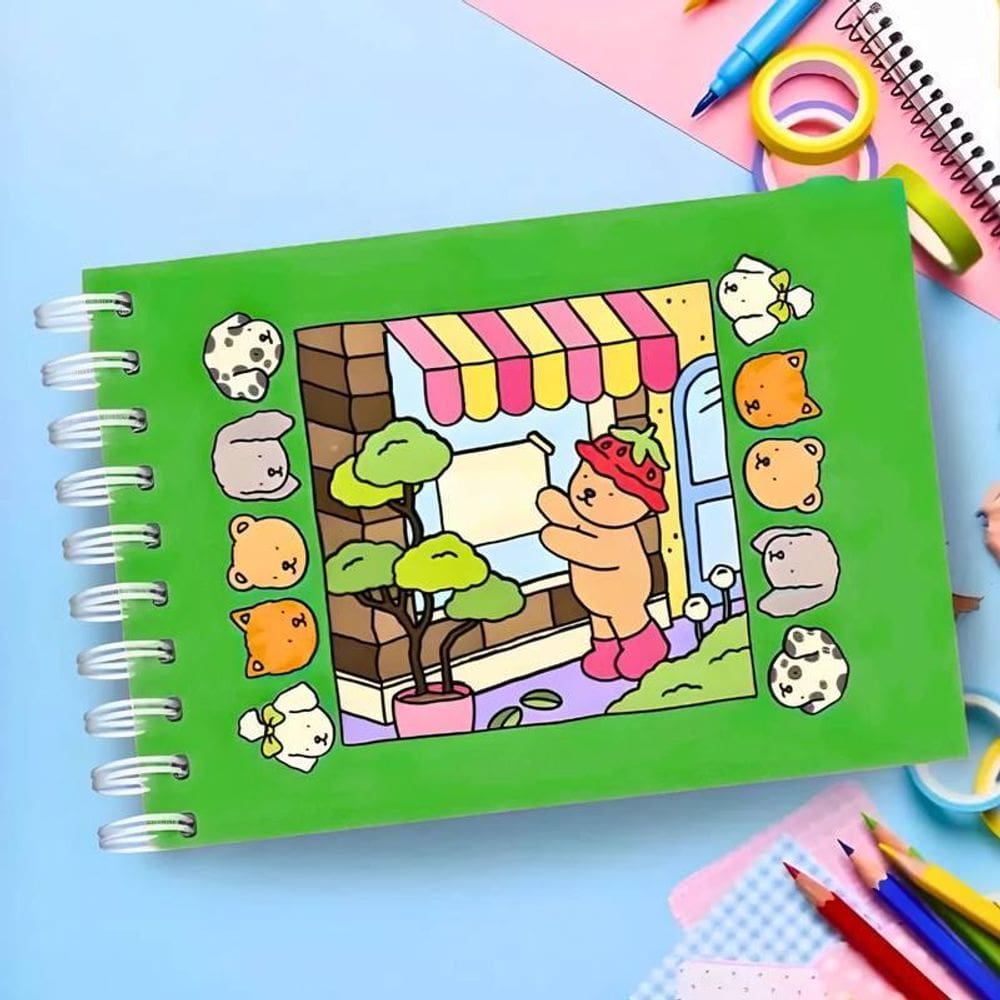 Livro De Colorir Verde Bobbie Goods Capa Dura 48 Desenhos