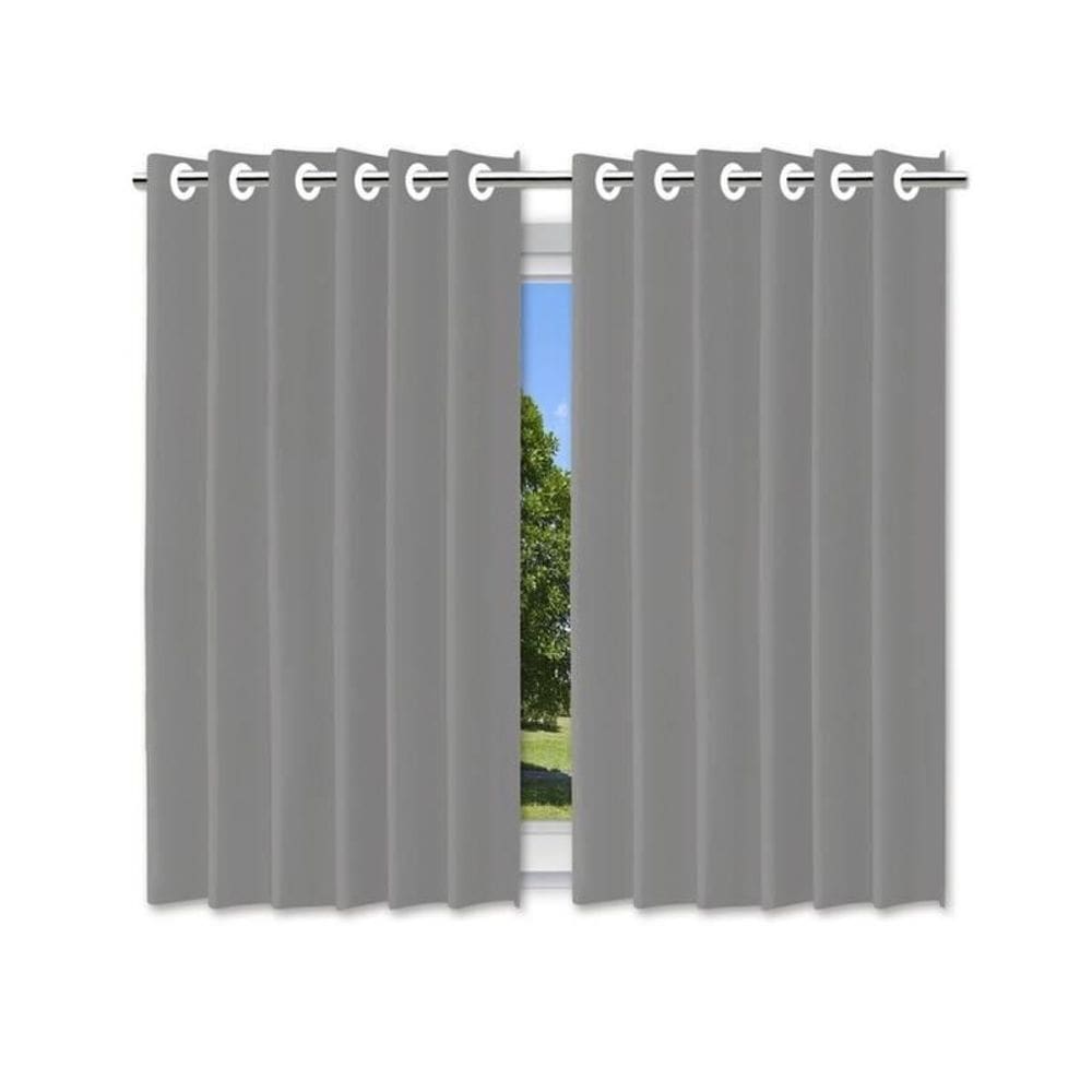 Cortina Blackout Cinza 280X140Cm Com Ilhós Corta Luz