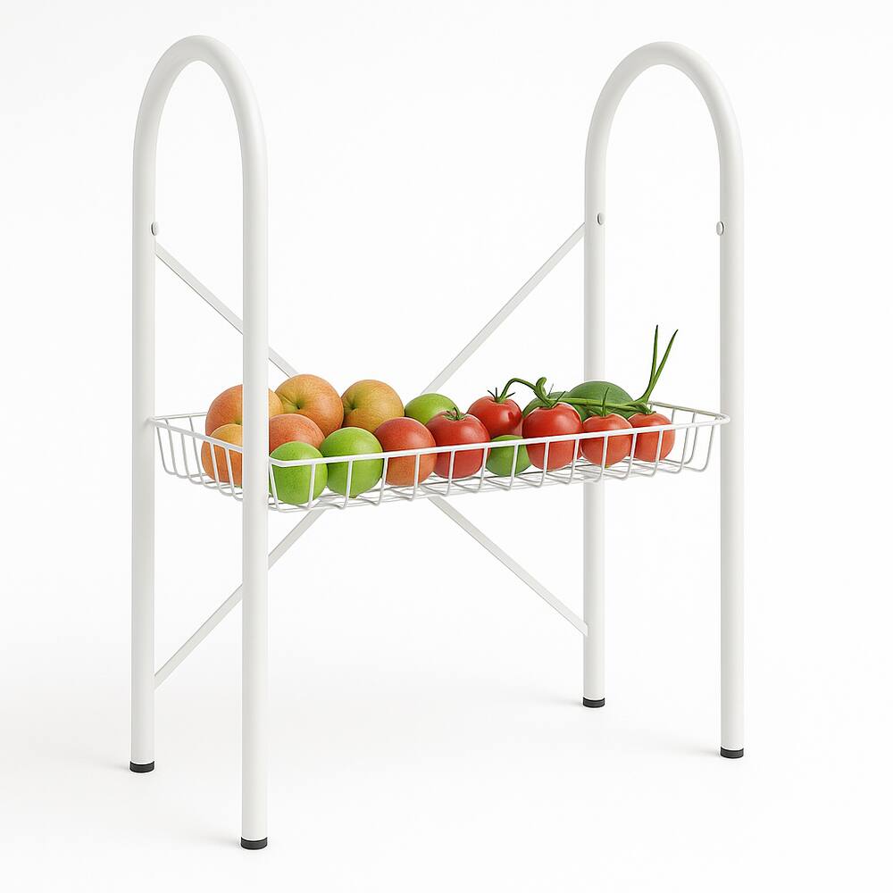 Fruteira 2 Prateleiras s/ Granito 1 Cesto Aço Carbono Isla
