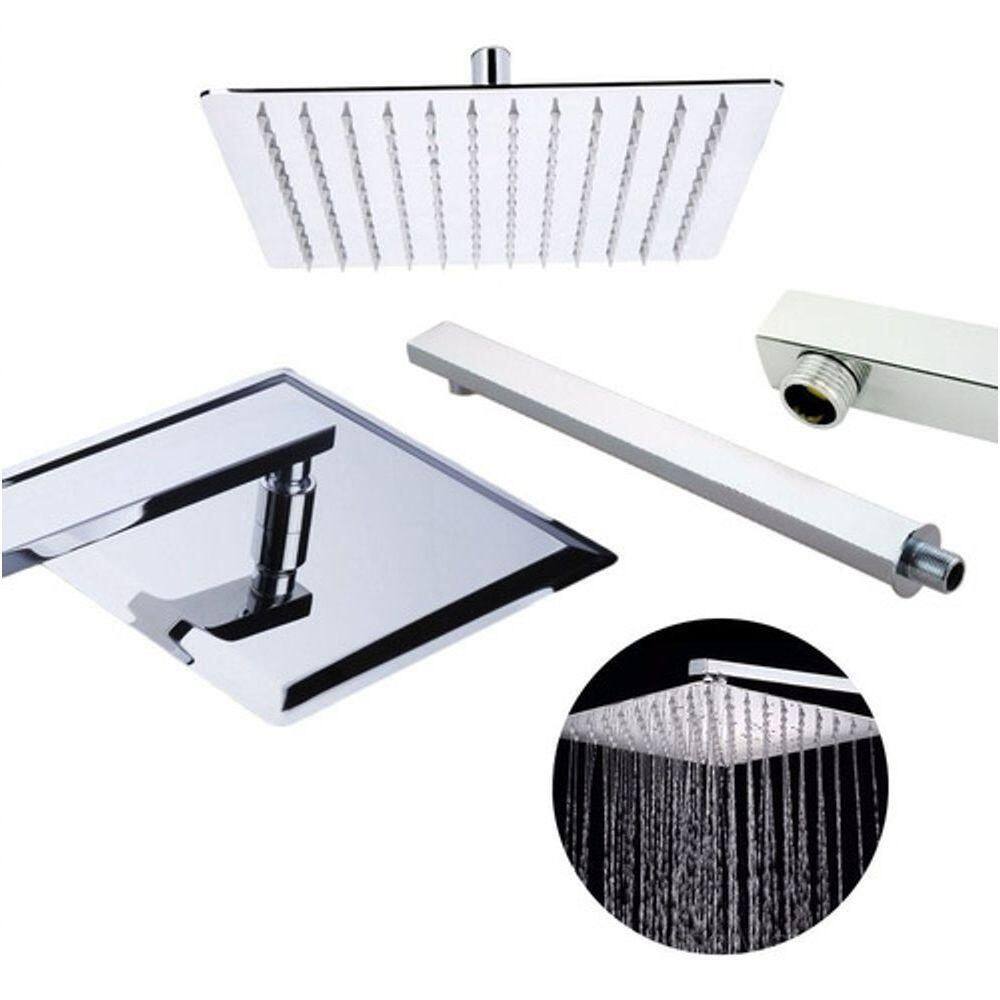 Ducha Chuveiro 20x20 Slim Inox Com Braço 36 Cm