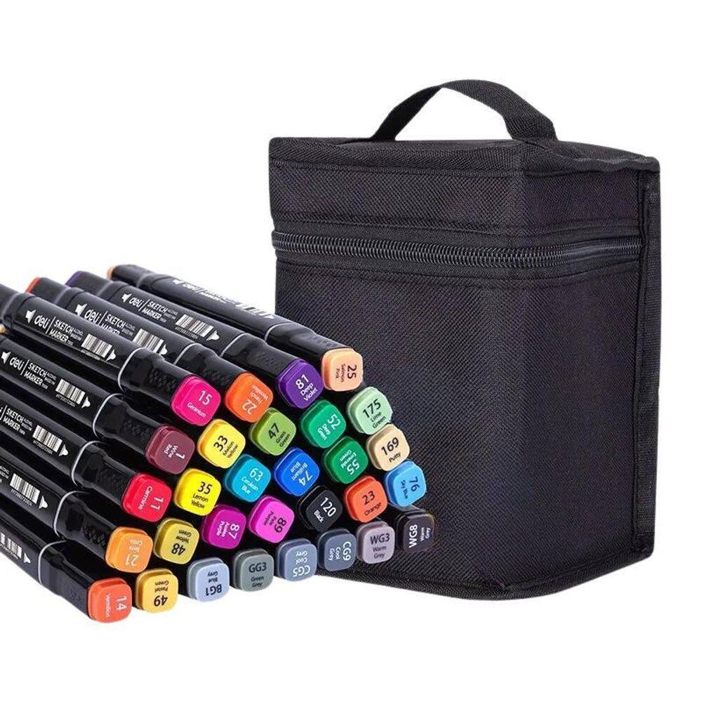 Conjunto Canetinhas Marcador Permanente Ponta Dupla 48 Cores