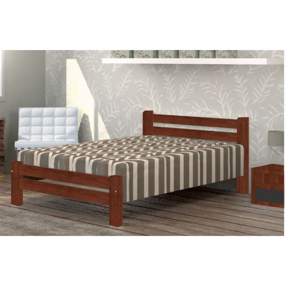 Cama de Casal Piazza de Madeira Maciça Tauari