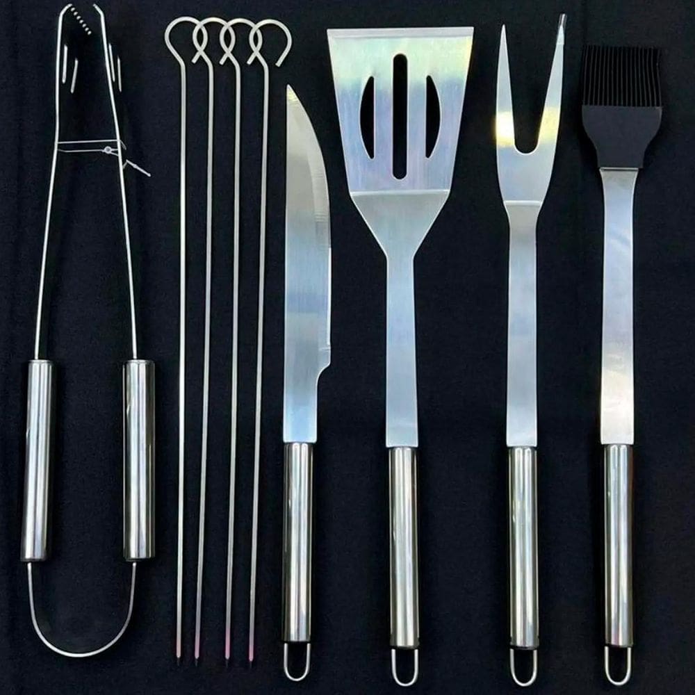 Kit Churrasco Inox Profissional Com Estojo Portátil