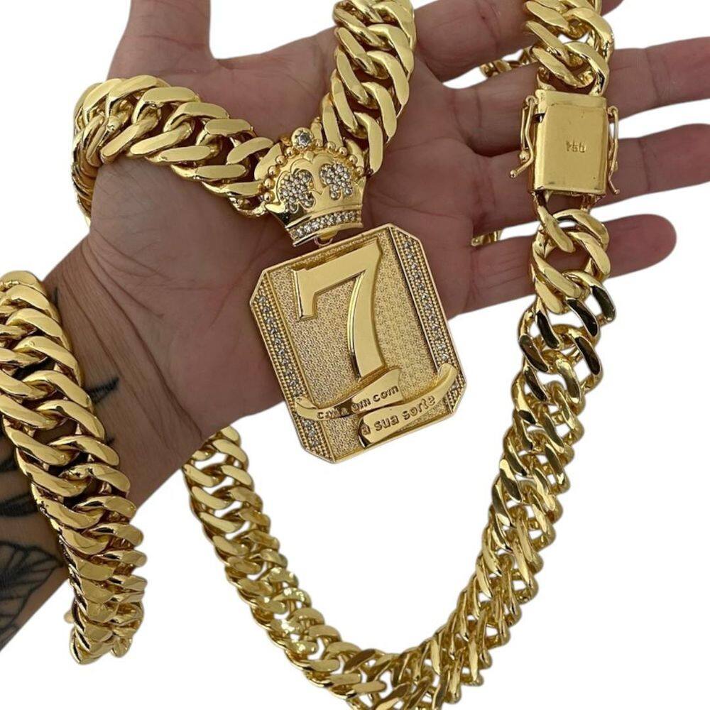 Kit Grumet 15Mm + Pingente 7 Cada Um Com A Sua Sorte Ouro