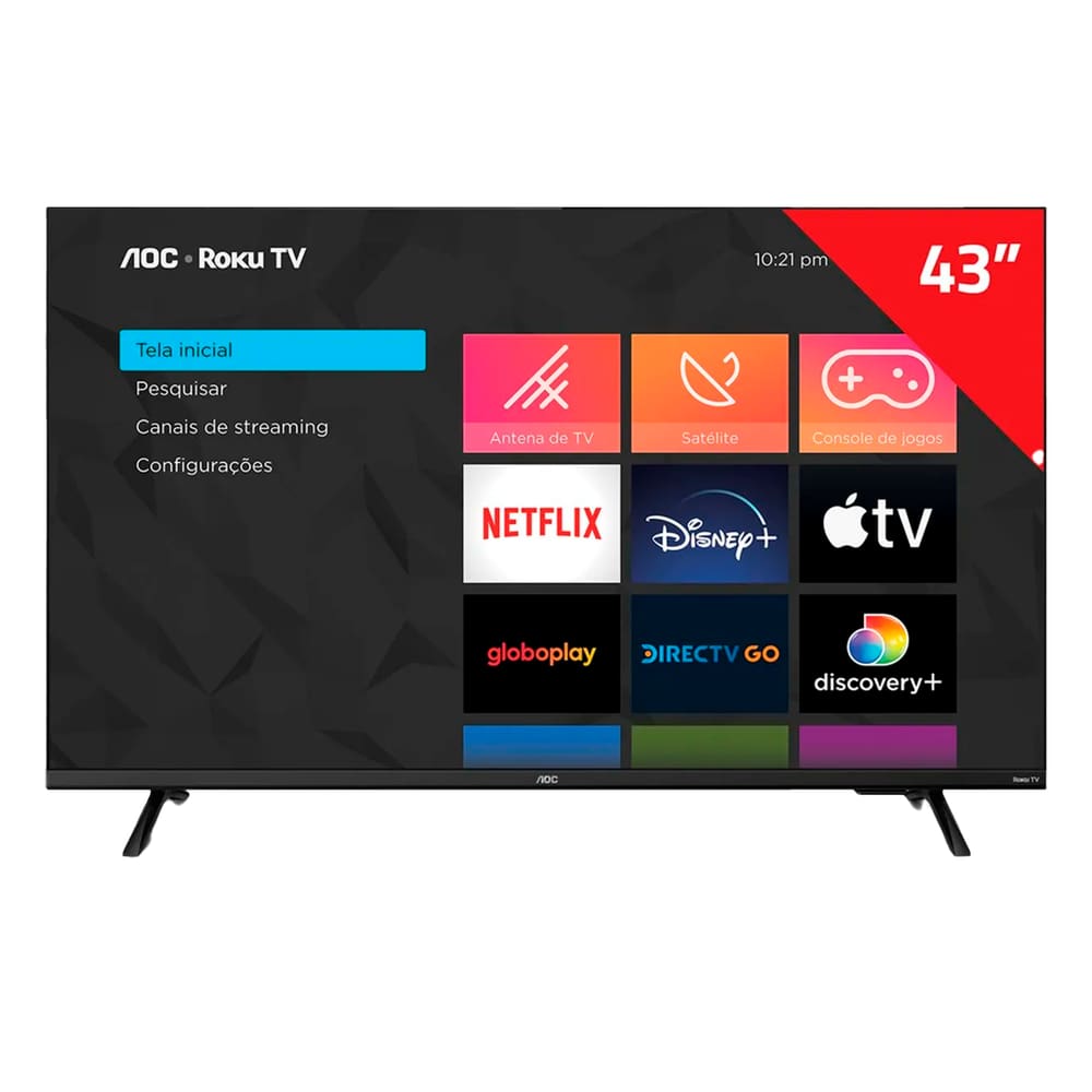 Smart Tv Full Hd 43 Polegadas Aoc Sistema Roku Tv Wi-fi Hdmi