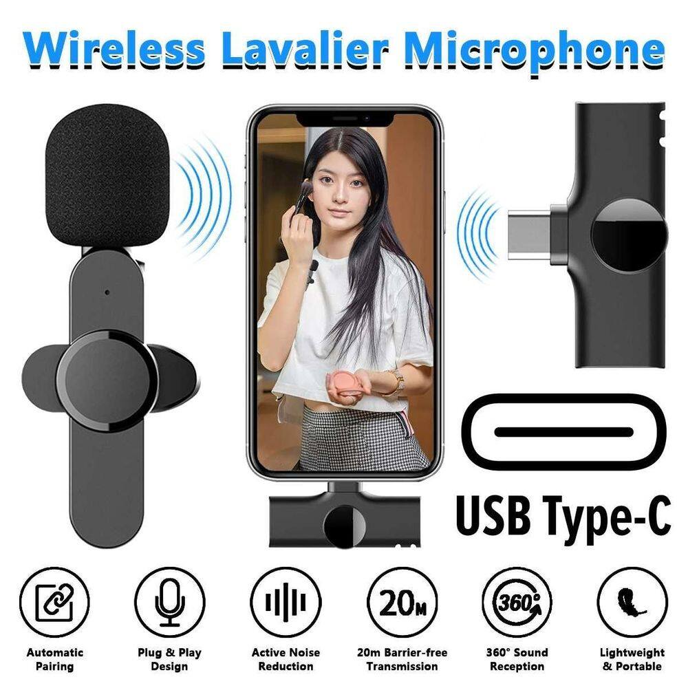 Microfone Lapela Sem Fio Celular Omnidirecional Usb C