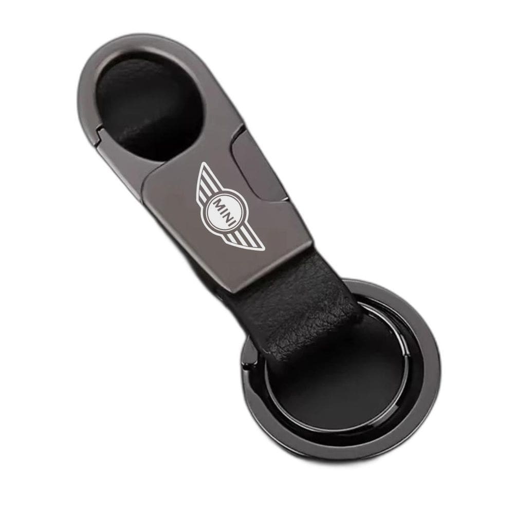 Chaveiro Para Mini Cooper Couro E Metal Mosquetão Estiloso B