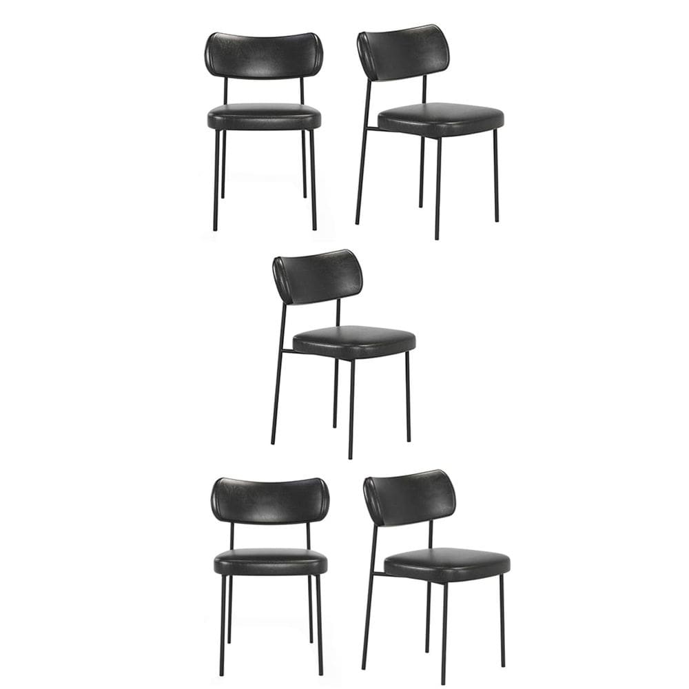 Kit 5 Cadeiras Camila Para Sala Jantar Gourmet em Aço-Couríssimo-Preto-EdeCasaMoveis