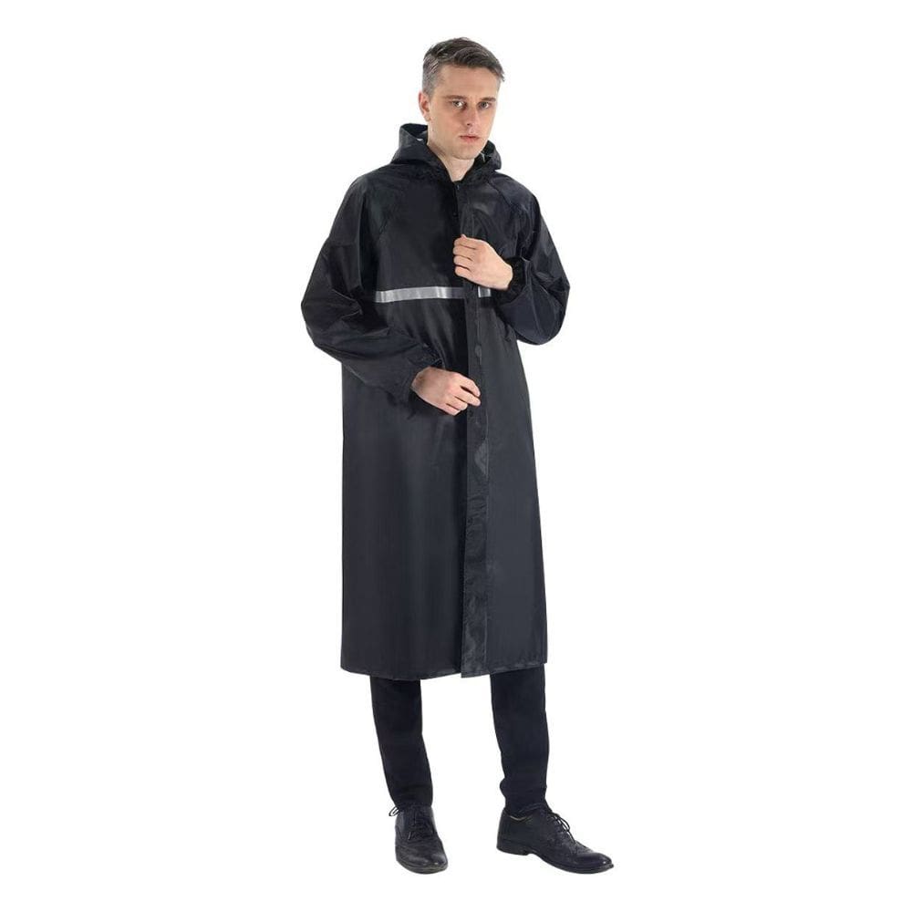 Capa de Chuva Longa Impermeável com capuz Com Visor Adulto faixa refletiva Masculino Feminina