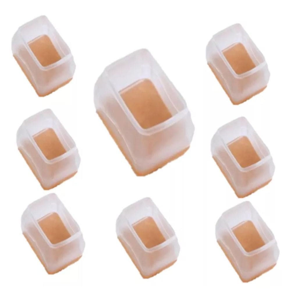 Kit 8 Protetor Pé De Moveis Retangular Silicone Feltro Mesa