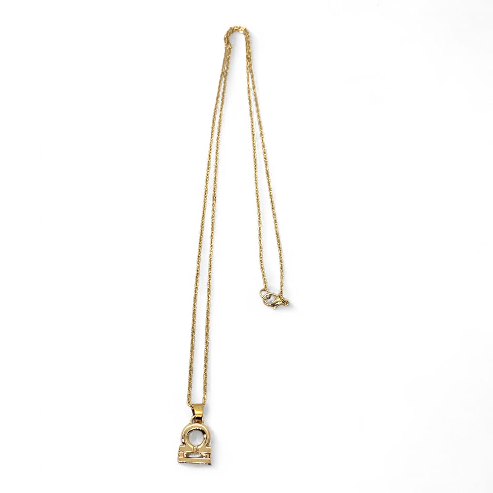 Colar Libra Signo do Zodíaco Pingente Dourado 30 cm