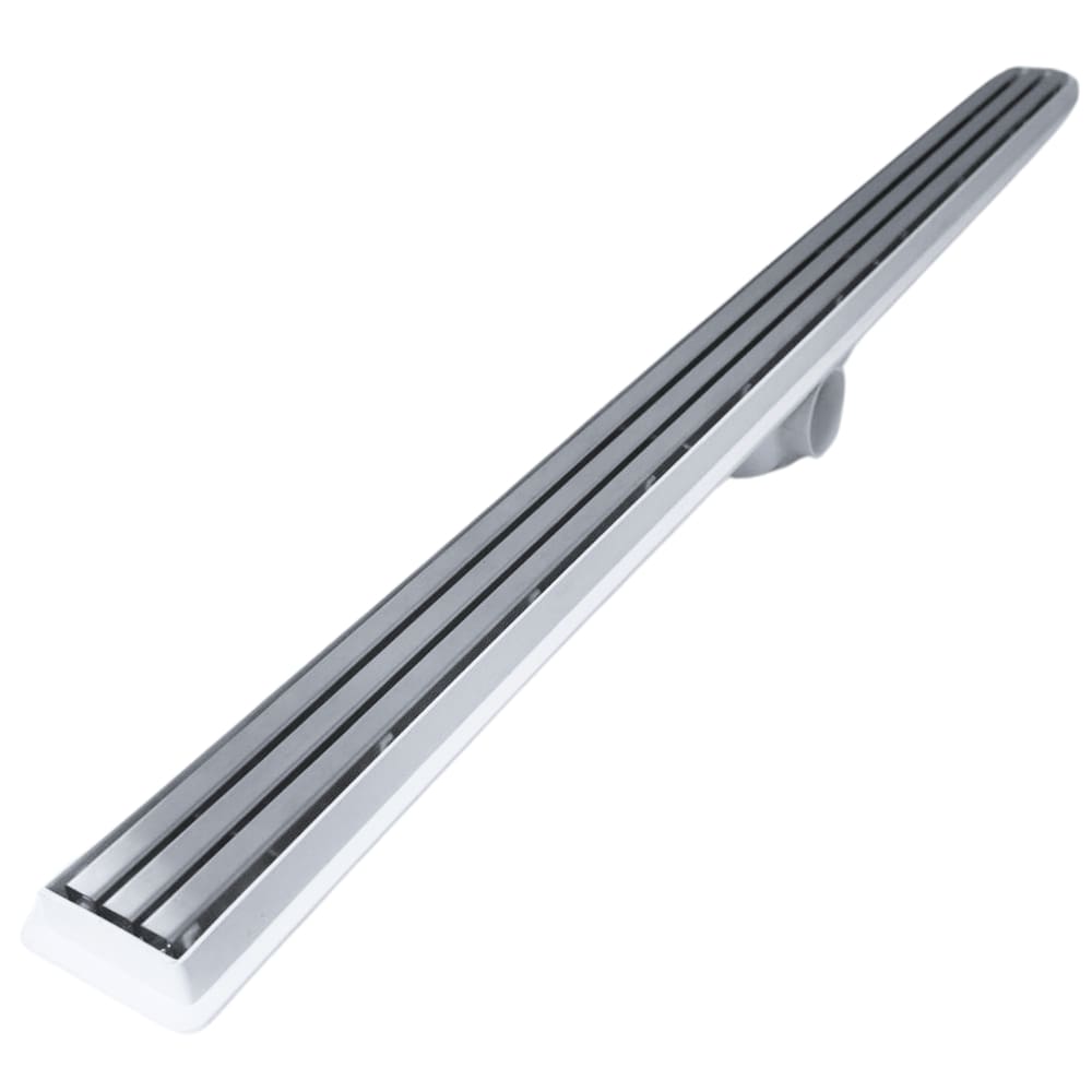 Ralo Linear Seca Box 90cm x 5cm Inox Trilho Escovado Coletor Branco e Tela