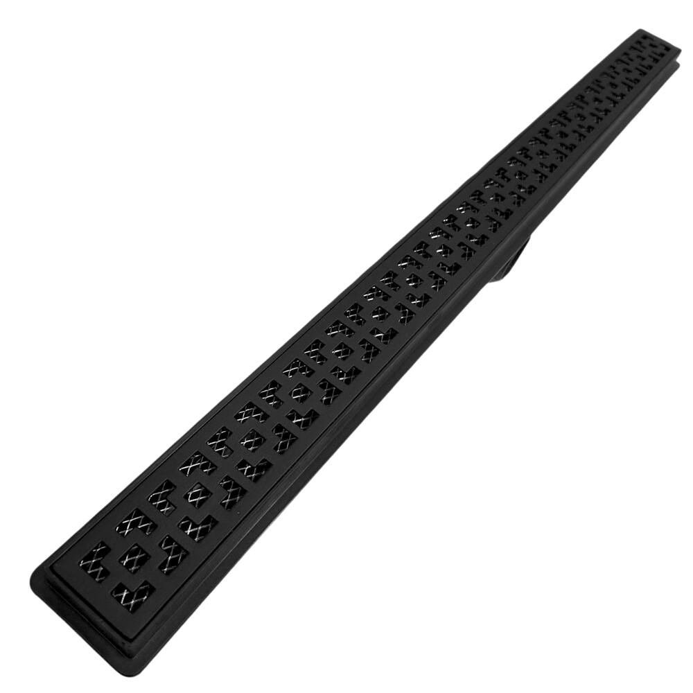 Ralo Linear Banheiro Seca Box 5x90 Alumínio Dubai Preto Fosco Coletor Preto com Sifão