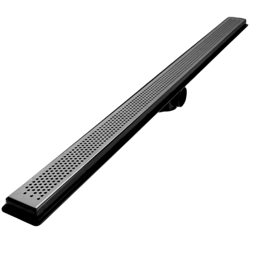 Ralo Linear Banheiro Seca Box 5x50 Inox Bolinha Espelhado Coletor Preto com Sifão